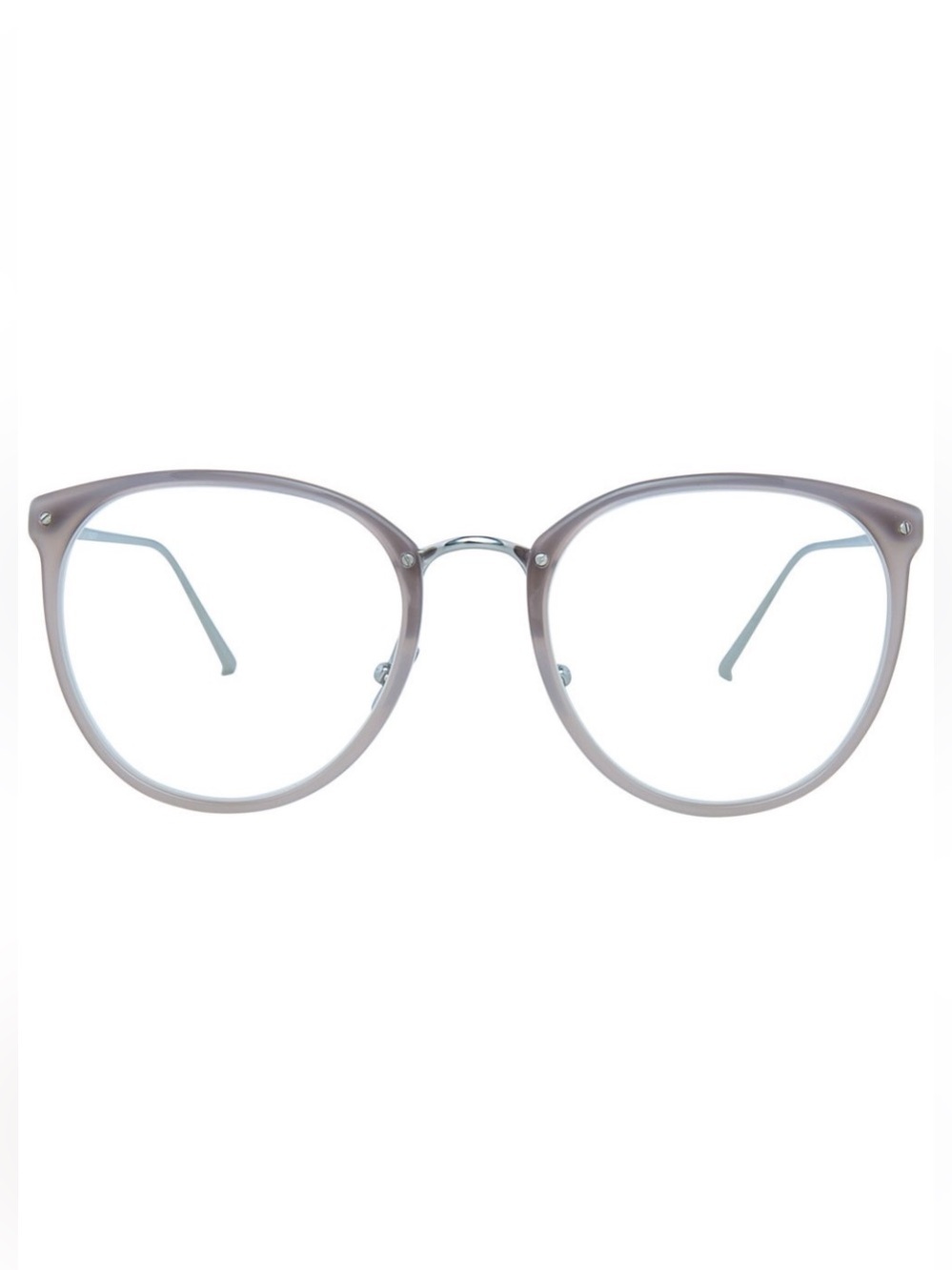 LINDA FARROW Calthorpe Oval Optical Glasses NWT Milky Grey White Gold Titanium